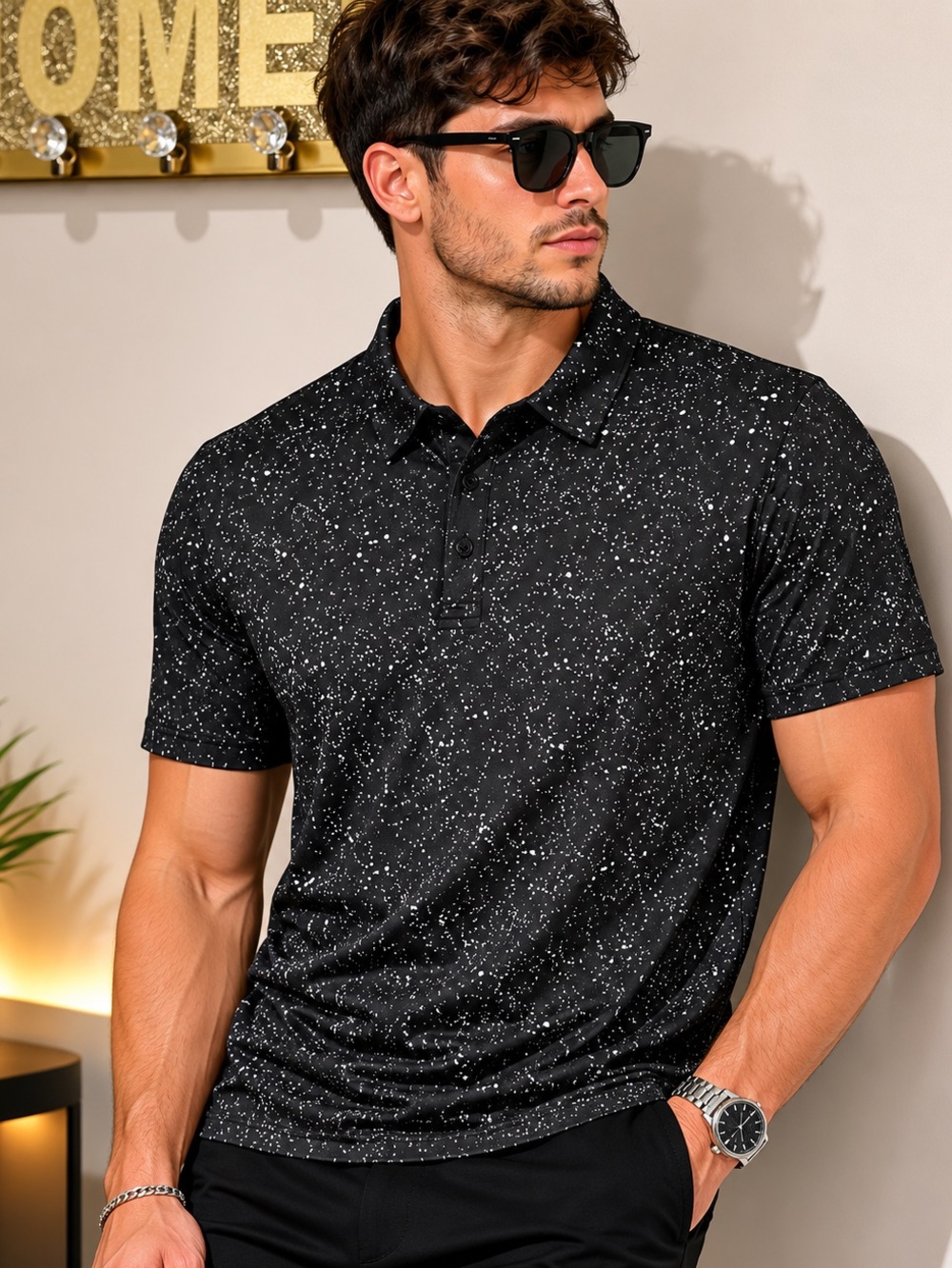 NWT Birdie Bound XL Stretch Golf Polo Black Speckled Performance Shirt
